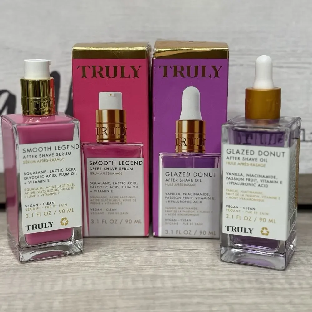 TRULY Smooth Legend Serum & Glazed Donut Oil After Shave 2pc Set 3.1 oz each NEW